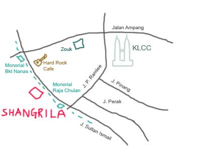 Map to Shangri-la Hotel, KL
