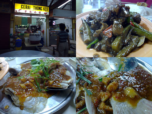 Gerai Thong Kee at PJ Old town, steamed fish, bitter guord with ribs