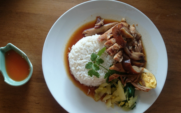 stewed pork leg rice (khao kha moo)