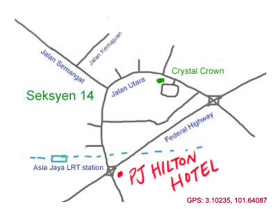 map to Petaling Jaya Hilton Hotel