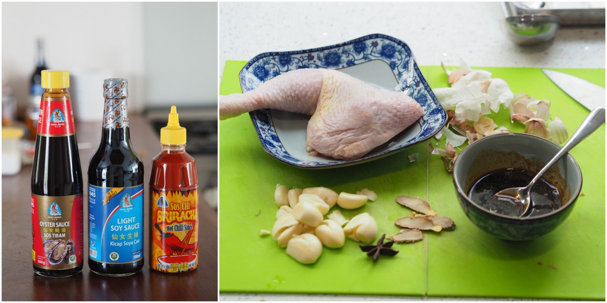 Bidor Kwong Heng's sauces with ingredients for soya chicken