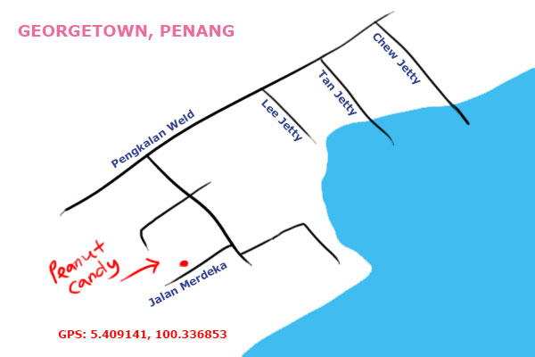 map to penang peanut candy
