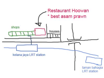Map to Asam Prawn at Kelana Jaya