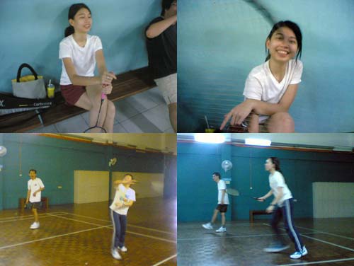 playing badminton, Reta and FA