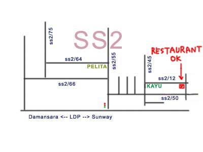 map to Restaurant Okay, PJ SS 2