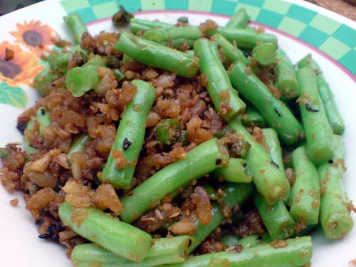 French Beans with Dried Shrimp (è™¾ç±³çŽ‰è±† )