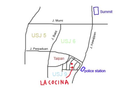 Map to La Cocina in USJ Taipan