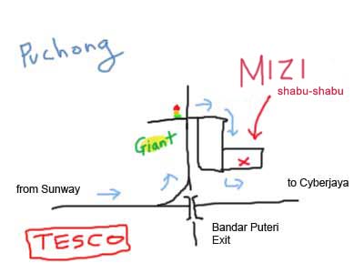 Map to Mizi Shabu Shabu at Puchong