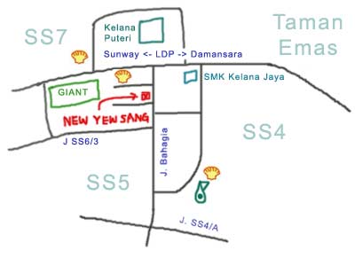 Map to Restaurant New Yew Sang, Petaling Jaya SS4