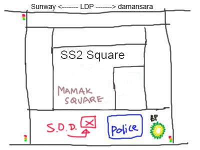 Map to Restaurant SOD at PJ SS2