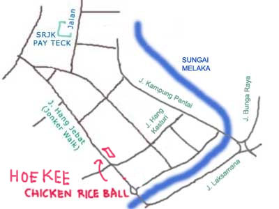 map to Hoe Kee Chicken Rice Ball at Jonker street