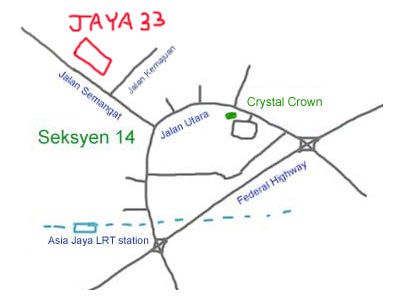 Map to Jaya 33, Petaling Jaya