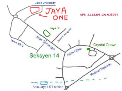 Map to Jaya One, PJ