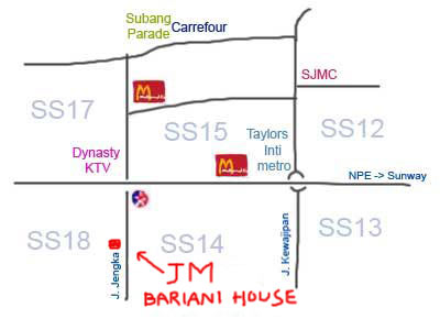 map to JM Bariani House at Subang Jaya