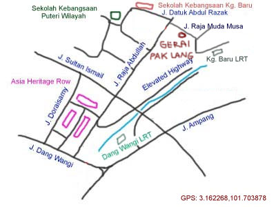 map to gerai pak lang at Kampung Baru, Kuala Lumpur