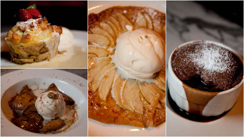 banana bread and butter pudding, grilled mango, baked apple with fillo pastry, chocolate seduction