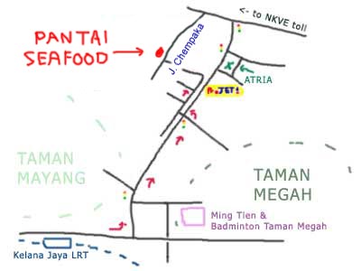 map to Pantai Seafood at Kampung Sungai Kayu Ara, PJ