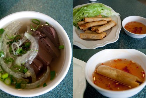 coagulated cow's blood, Vietnamese spring roll
