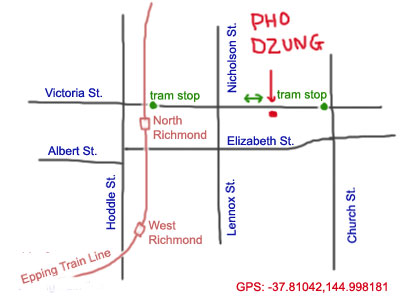 map to Pho Dzung at Richmond, Vic