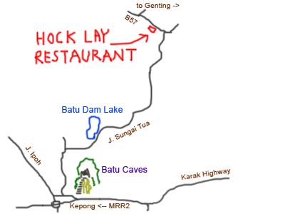 map to Hock Lay Restaurant, Ulu Yam