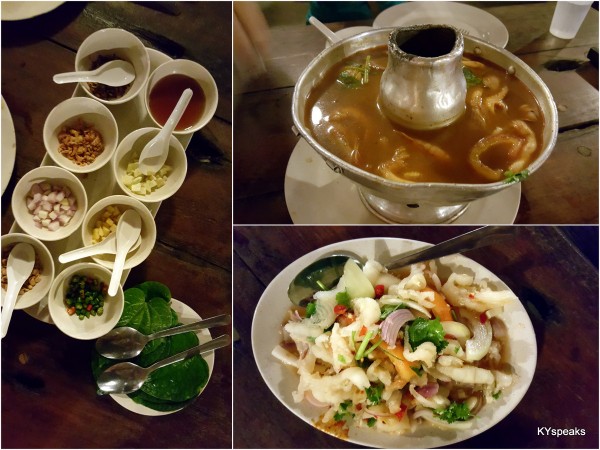 miang kham, seafood tomyam, chicken feet salad