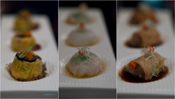 signature dimsum, including steamed prawn dumplings with truffle