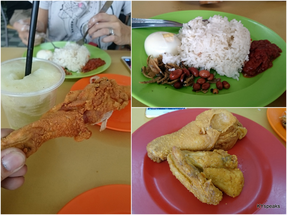 fried chicken and nasi lemak does go well together