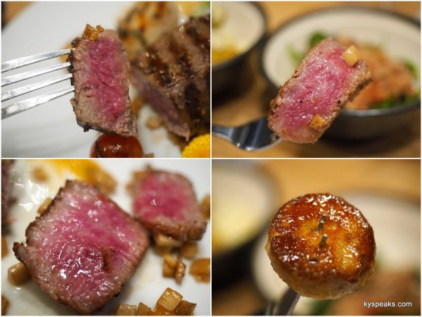 kobe sirloin A3, kobe zabutan A5, matsusaka, pan seared foie gras