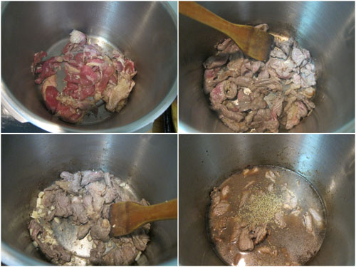 pan fry the beef till brown, then add water and rosemary
