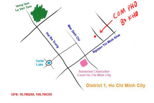 bo kho restaurant map, District 1 HCMC