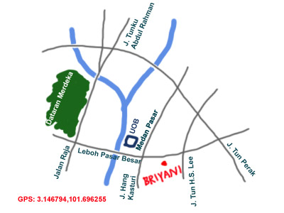 map to nasi briyani lorong bandar 13