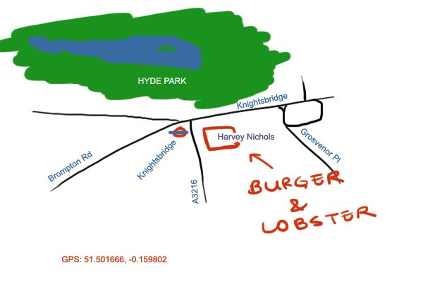 Burger and Lobster at Knightsbridge, London Map