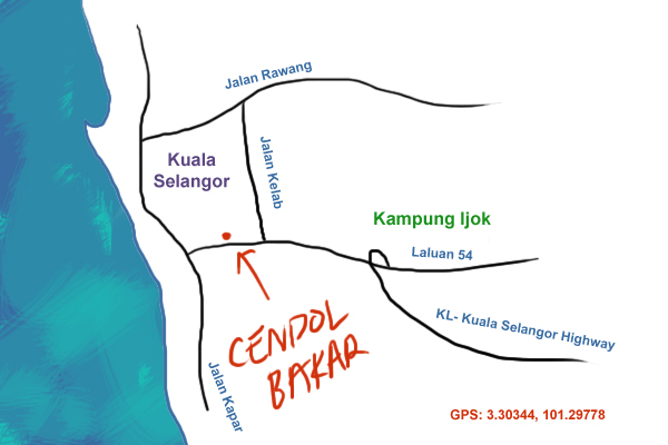 map to Cendol Bakar Kuala Selangor