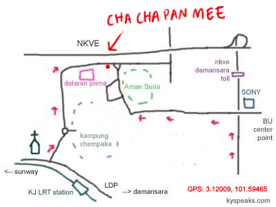 map to cha cha pan mee at Aman Suria
