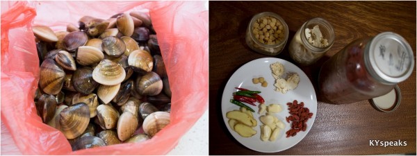 fresh clams, and the ingredients for superior soup