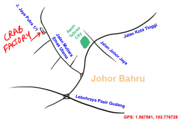 map to Crab Factory, Little Paris, Johor Bahru