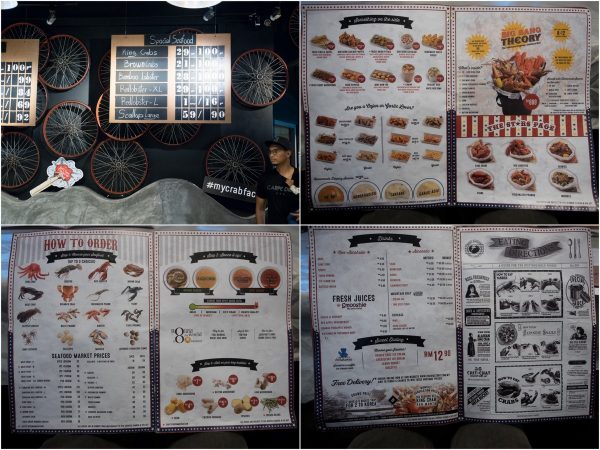 menu with price list on the table, and on the wall