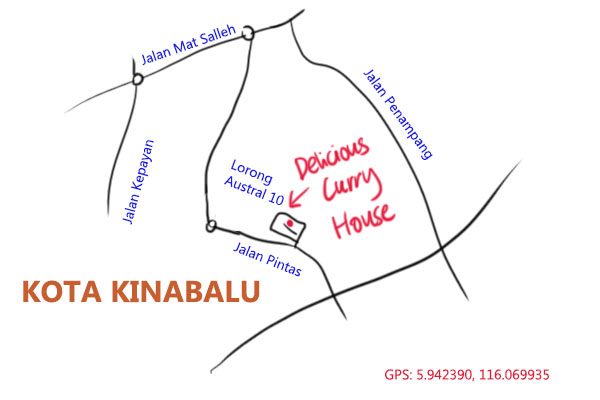 map to Delicious Curry House, Kota Kinabalu