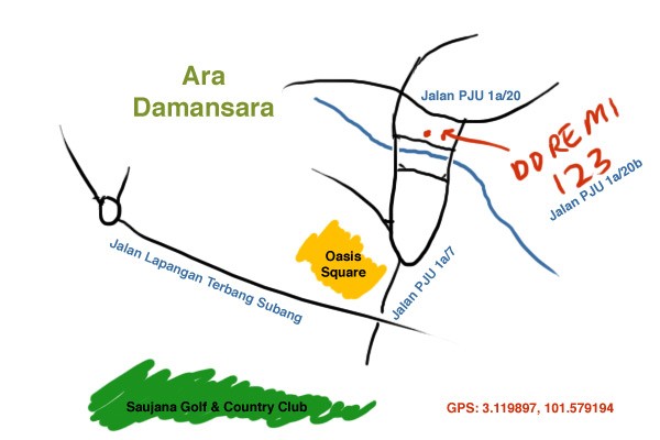 map to restaurant doremi 123, Ara Damansara