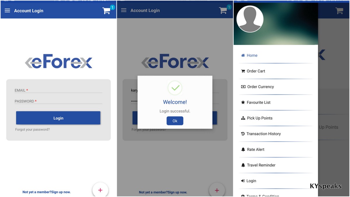 eForex application on Android and iOS devices