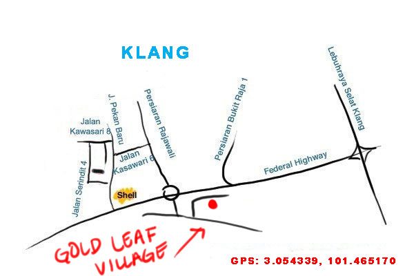 map to gold leaf village restaurant, Klang