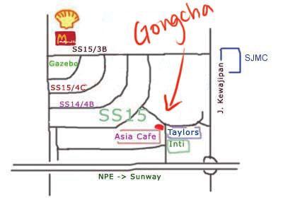 map to gongcha  at Subang Jaya ss15