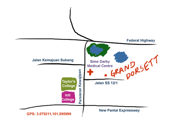 map to Grand Dorsett hotel, Subang Jaya