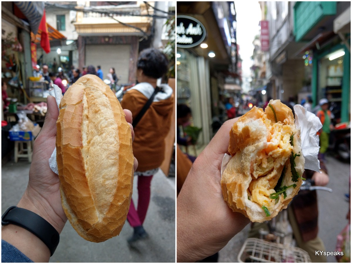 Baguette with freshly cooked omlete