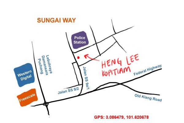 map to Heng Lee kopitiam, Sungai Way