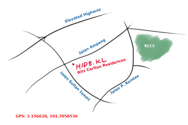 map to Hide KL at Ritz Carlton Residences
