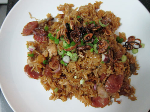 awesome home cook chicken rice with chinese sausage