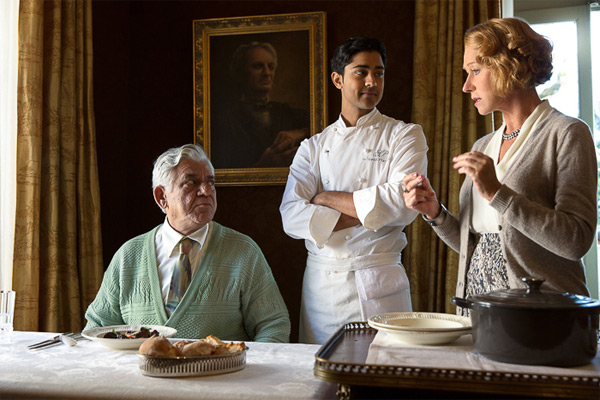 hundred foot journey with Om Puri, Manish Dayal, and Helen Mirren