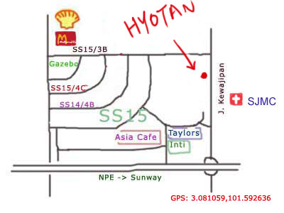 map to Hyotan japanese restaurant