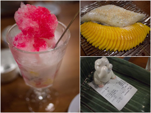 red ruby waterchestnuts crushed ice, mango with sticky rice